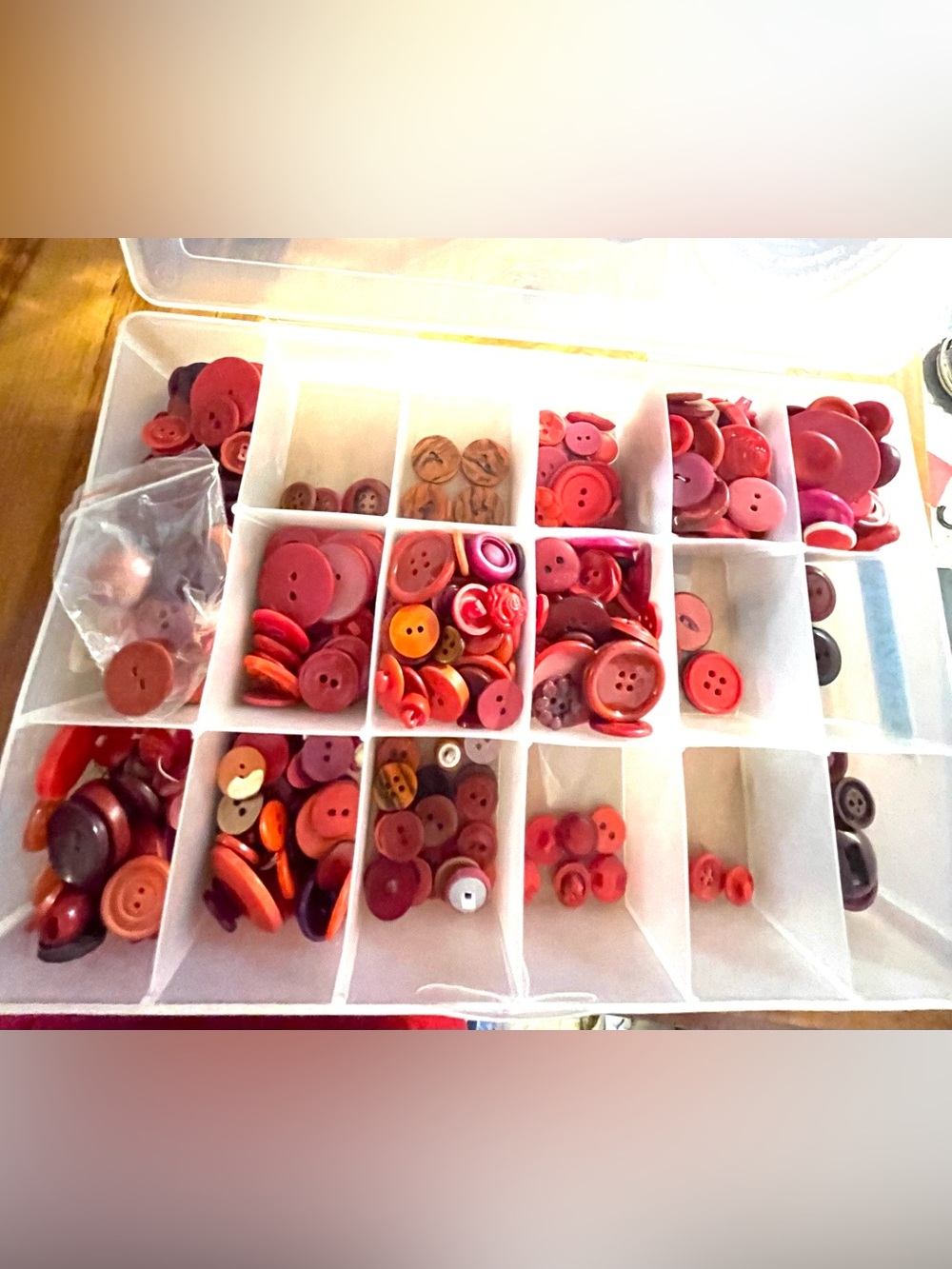 Box of Vintage Red Buttons